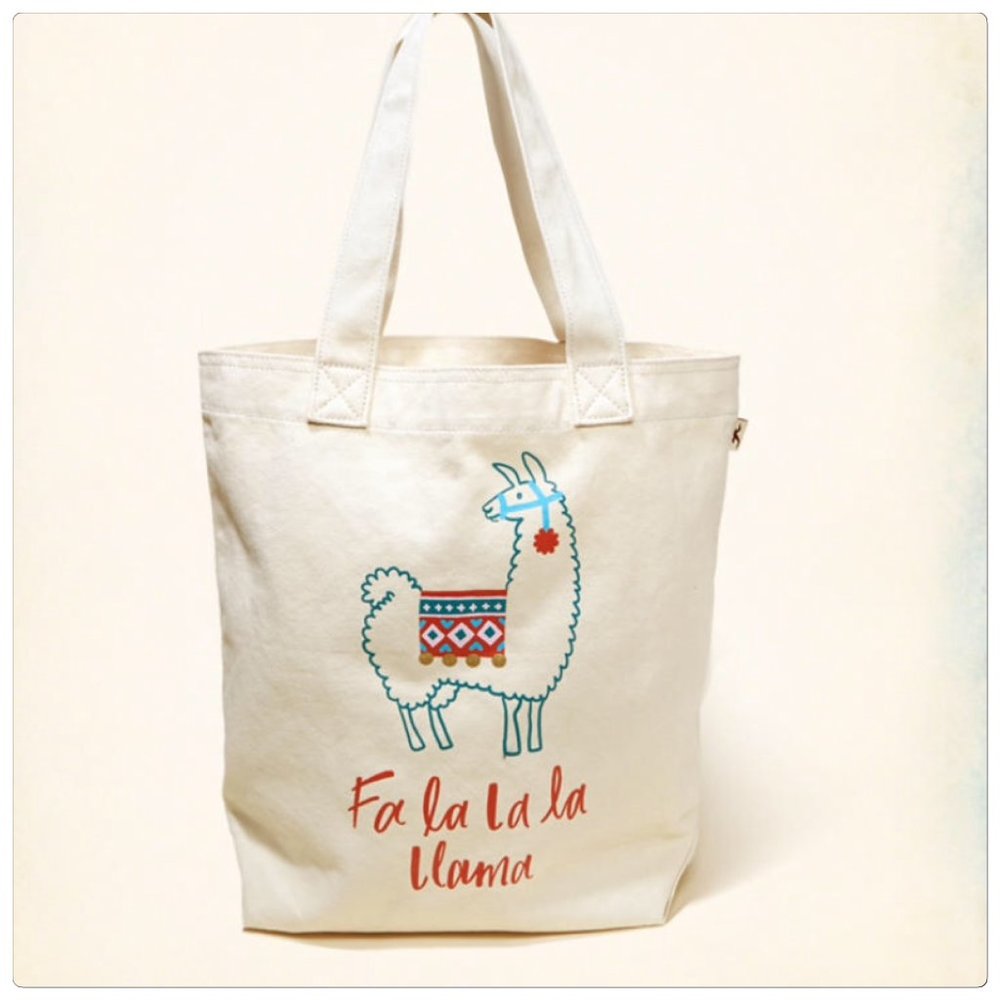 🆕 Hollister Fa la la la llama cream canvas tote bag